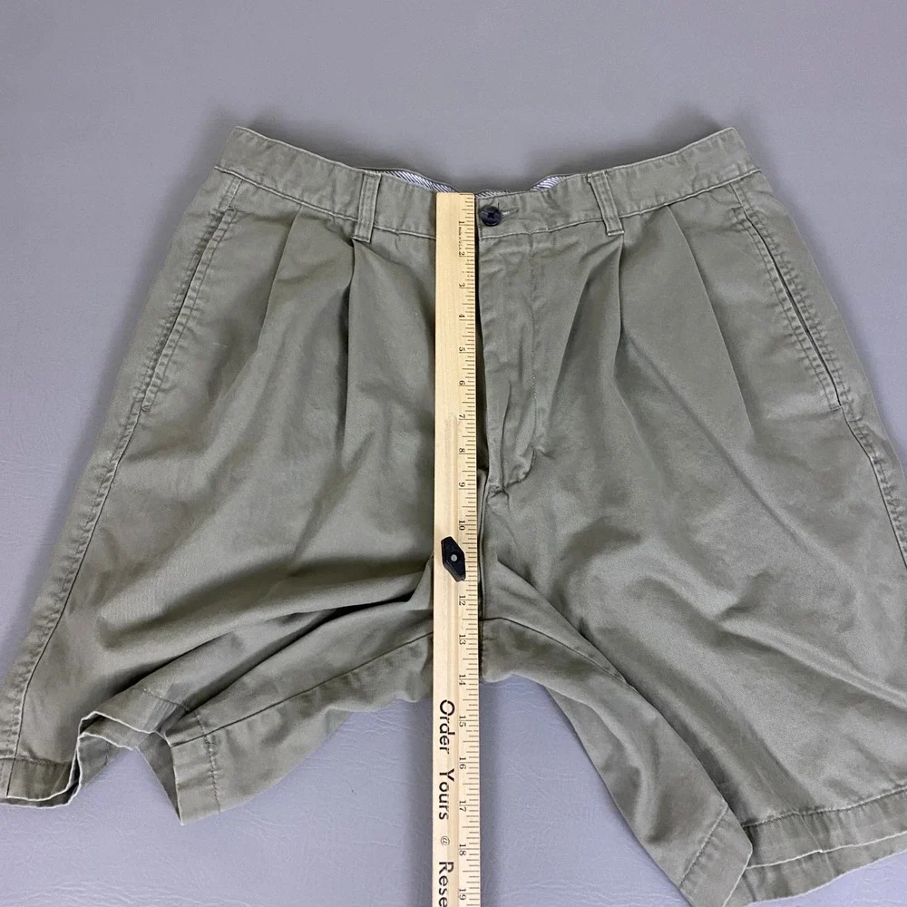 Club Room Shorts Men's Size 36 Pleated Chino Olive Green 100% Cotton Summer